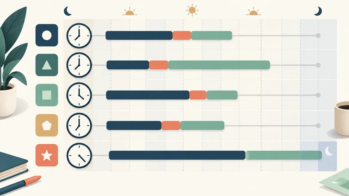 Time Card Calculator: visual overview of the calculation